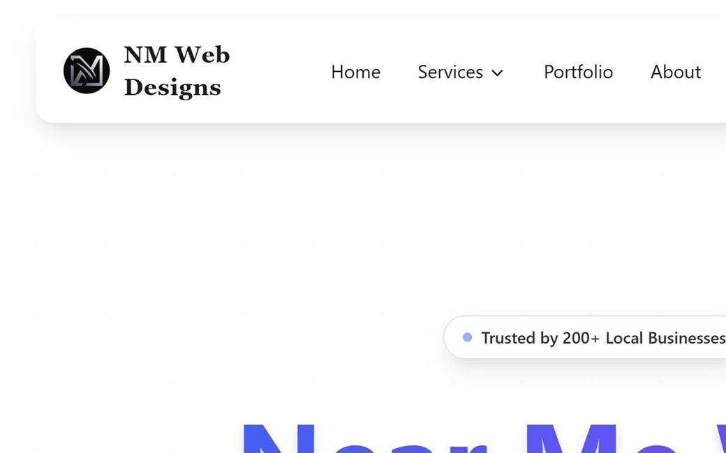 Home page of the Near Me Web Designs site